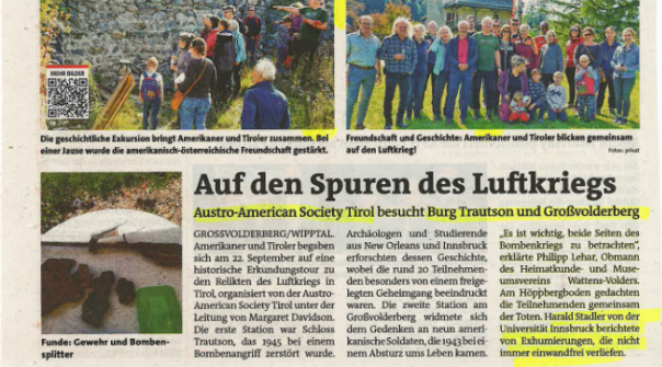 Burg Trautson newspaper article